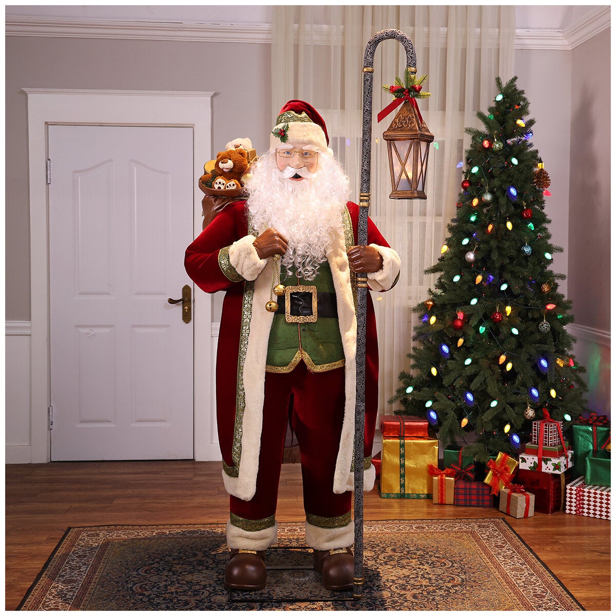 Singing Christmas Santa Decoration 1800mm, Motion Activated with Head Movement and Timer