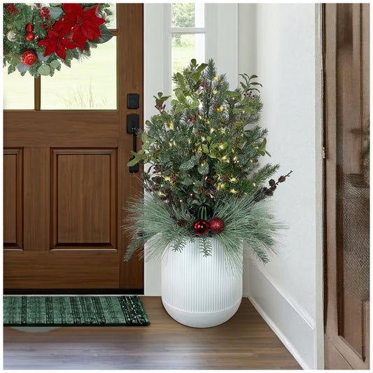 CGH Pre-Lit Holiday Topiary 99cm White with 120 LED Lights & Timer