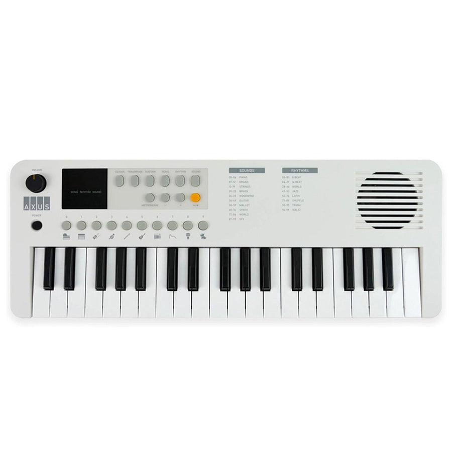 Axus Mini Keyboard 37 Key White - Portable, 100 Sounds, USB-C/Battery Power - SuperSaverAU - view 1