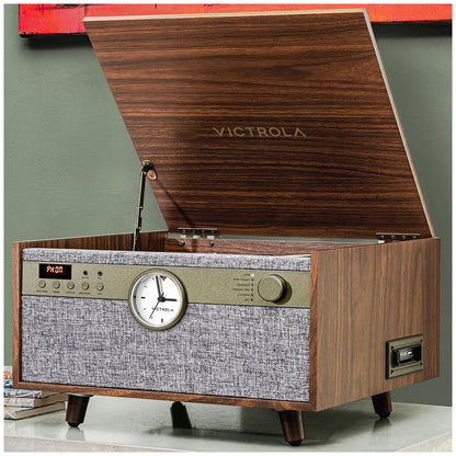Victrola Century Signature+ 6 In 1 Wood Record Player, Walnut, Bluetooth, 3-Speed