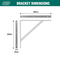 Carinya 400 x 350mm White Straight Stayed Bracket, Powder Coated Steel, 100kg, Multi-Orientation