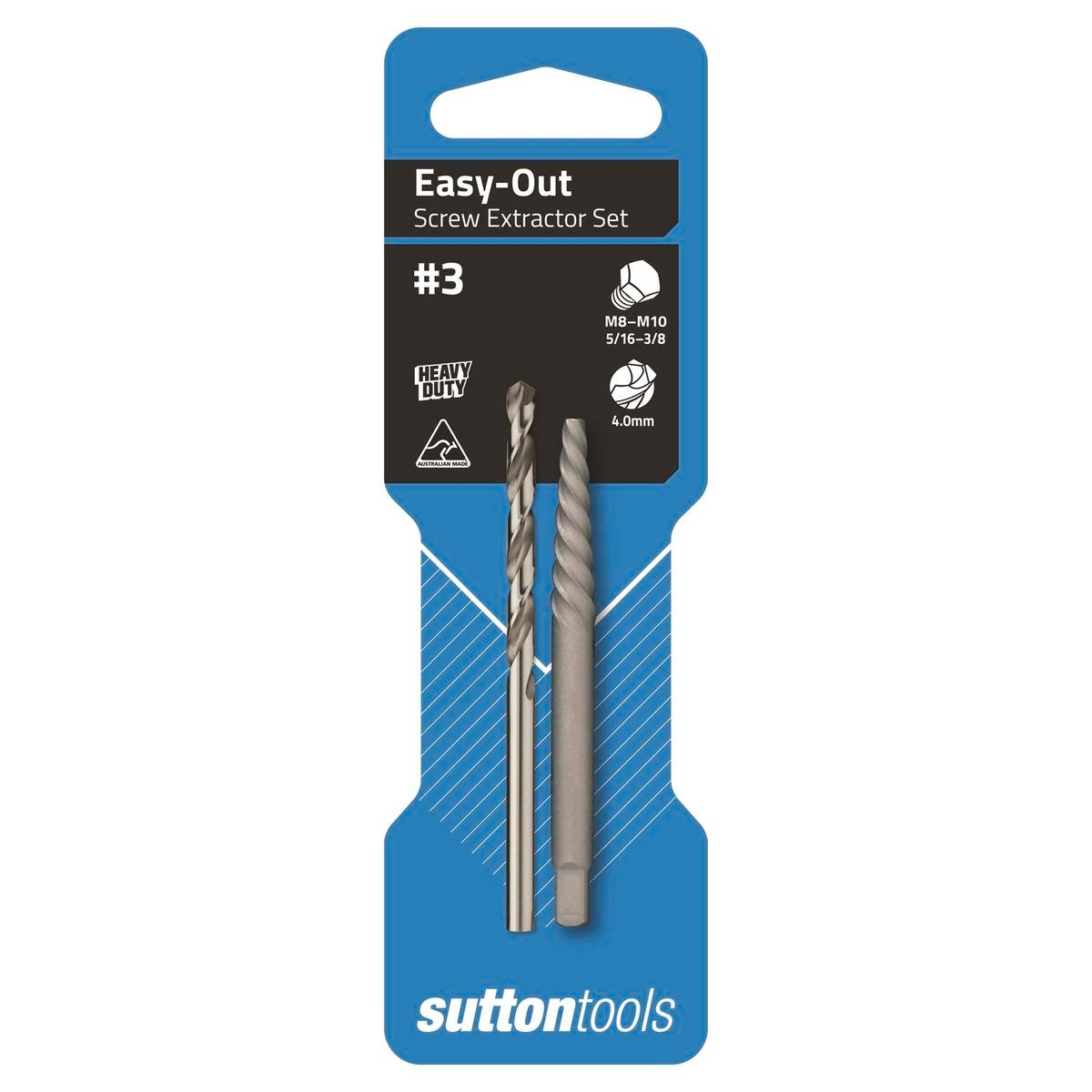 Sutton Tools No3 Easy Out Extractor Screw Set - Steel - 45mm - Durable