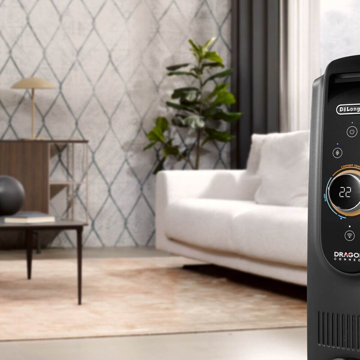 DeLonghi Dragon 5 Pro Oil Column Heater - Grey - WiFi App Control - Digital Thermostat - TRD50615WIFI