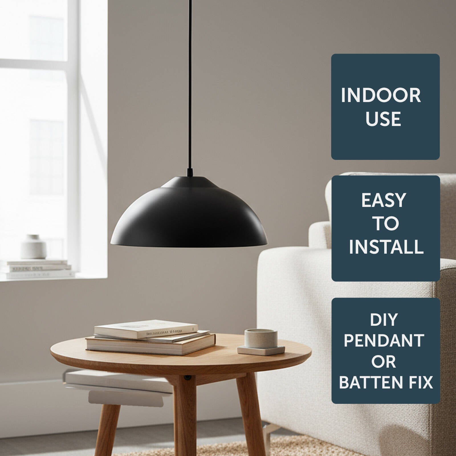 Brilliant Lighting 29cm Black Basix Dome Batten Fix Shade B22 Indoor Outdoor