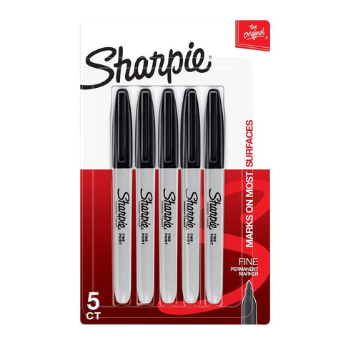 Sharpie Black Fine Marker 5 Pack - 1.0mm Tip - Permanent Ink - Quick-Drying - SuperSaverAU - view 1