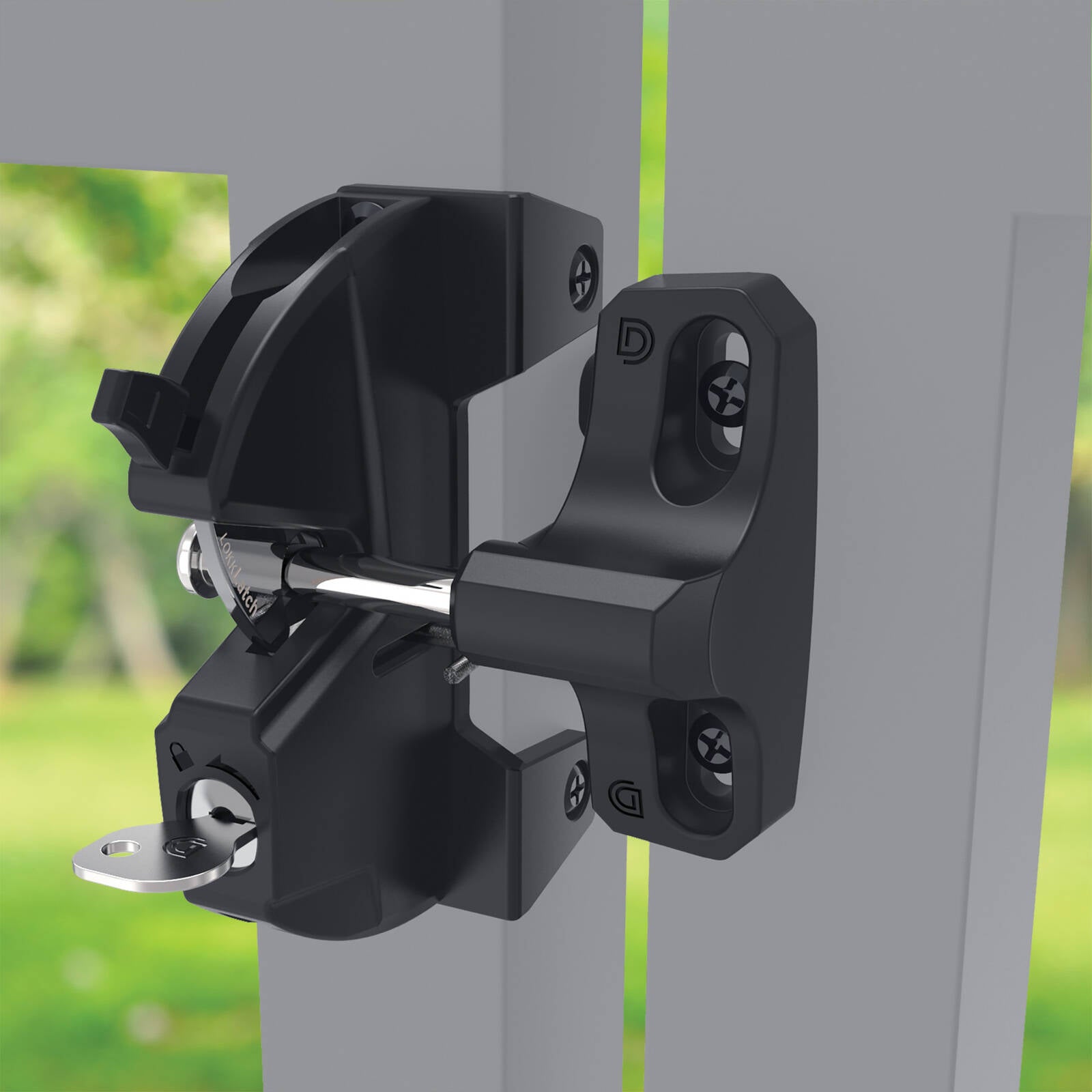 LokkLatch General Purpose Gate Latch, Black, Key Lockable, Exterior