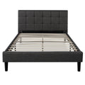 Zinus Lottie Deluxe queen upholstered bed frame - dark grey, slatted support, padded headboard - AU-FSPB-Q