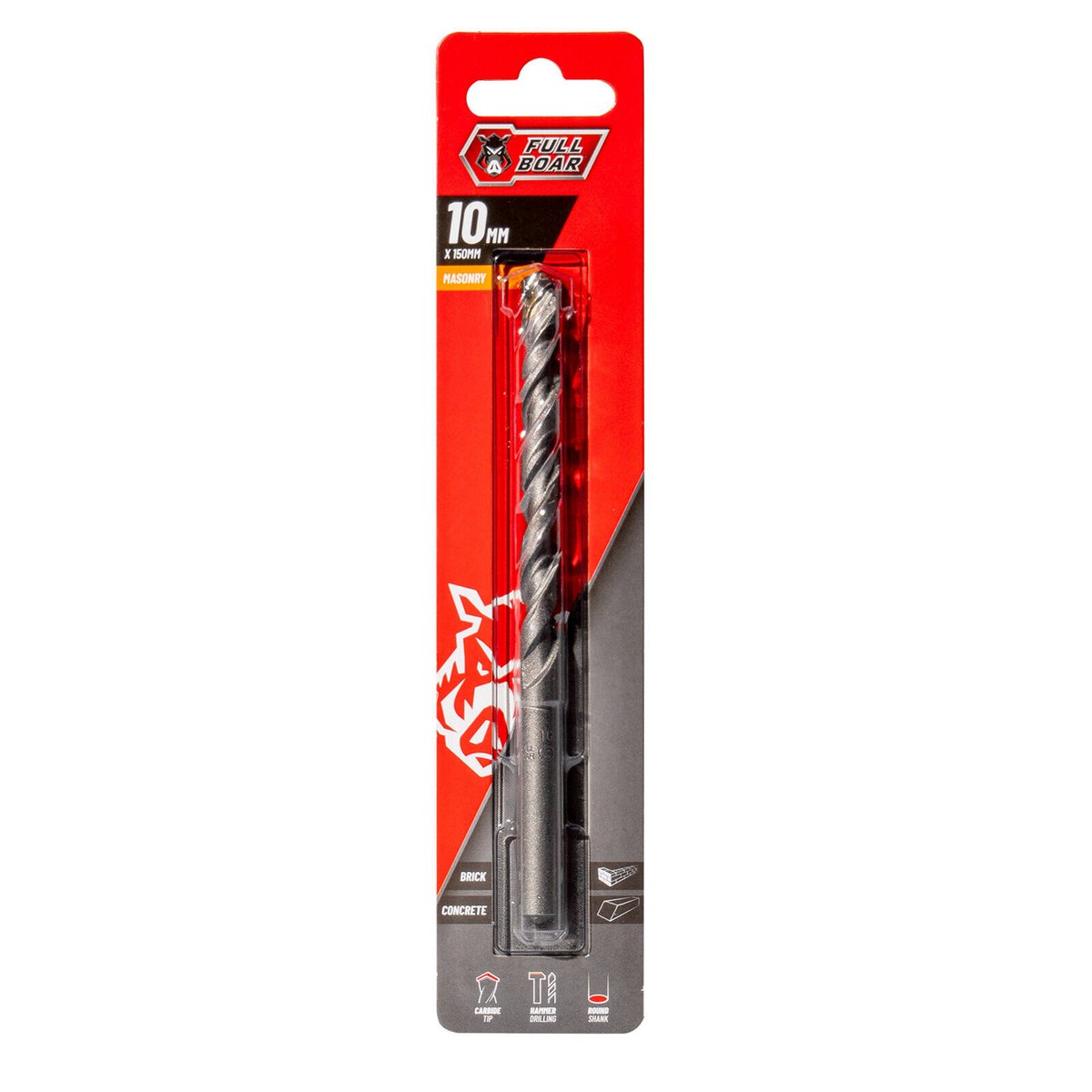 Full Boar 10mm TCT Masonry Drill Bit - Tungsten Carbide - Durable - SuperSaverAU - view 1