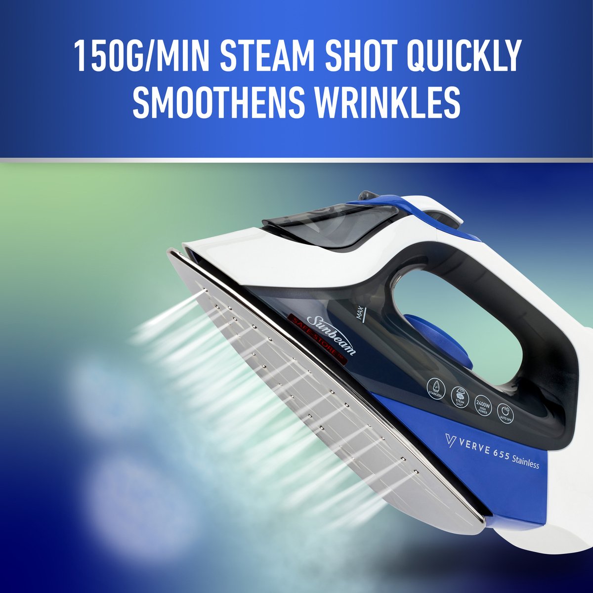 Sunbeam Verve 655 Stainless Iron - 150g/min Steam - 300mL Water Tank - SuperSaverAU - view 4
