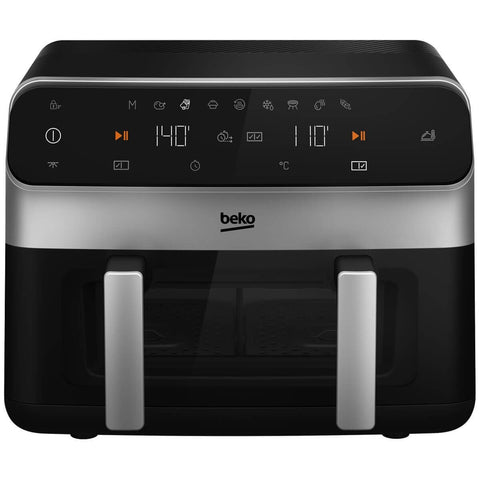 Beko 9.5L Dual Air Fryer - Black - Match Cook, 9 Auto Programs, Viewing Window - FRL6488