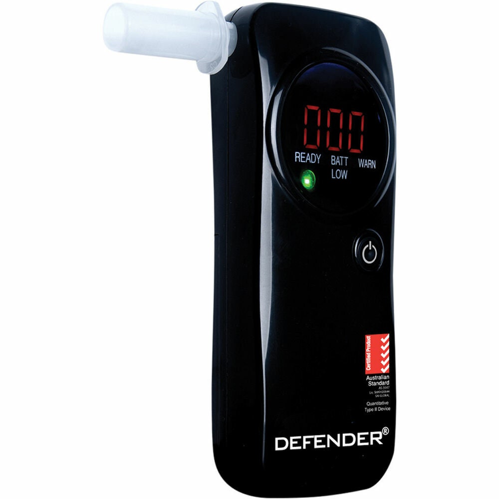 Alcolimit Defender Personal Breathalyser - AS3547 Certified, Platinum Fuel Cell Sensor, Black - ALCO-080