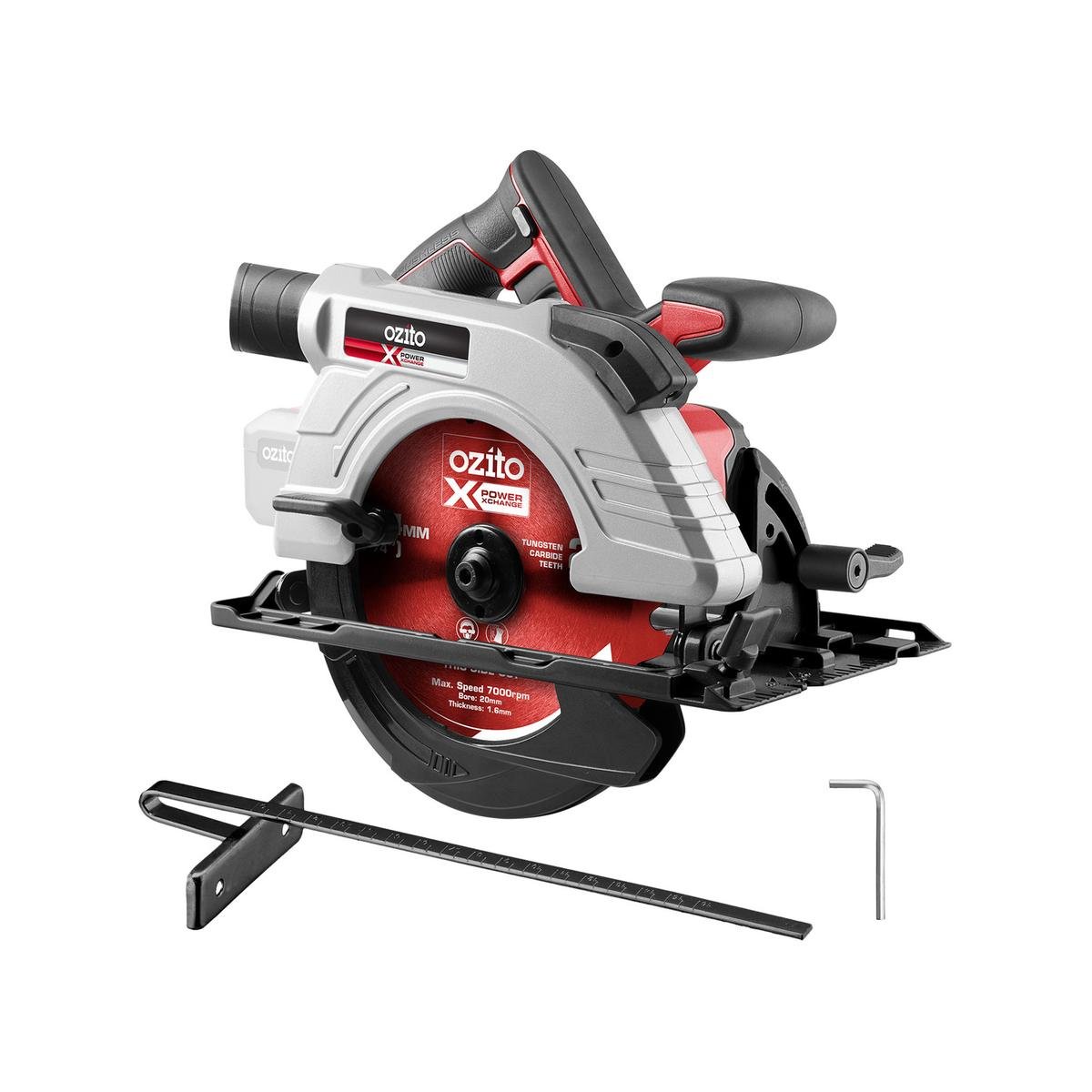 Ozito PXC Brushless Circular Saw - 18V - 184mm - Adjustable Depth - Red/Black