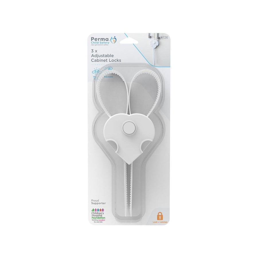Perma Child Safety Adjustable Cabinet Locks - Plastic - 3 Pack - Easy to Operate - SuperSaverAU - view 1
