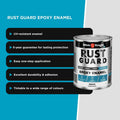 White Knight Rust Guard 1L White Gloss Epoxy Enamel Paint, Solvent-Based, One-Step for Metal Surfaces