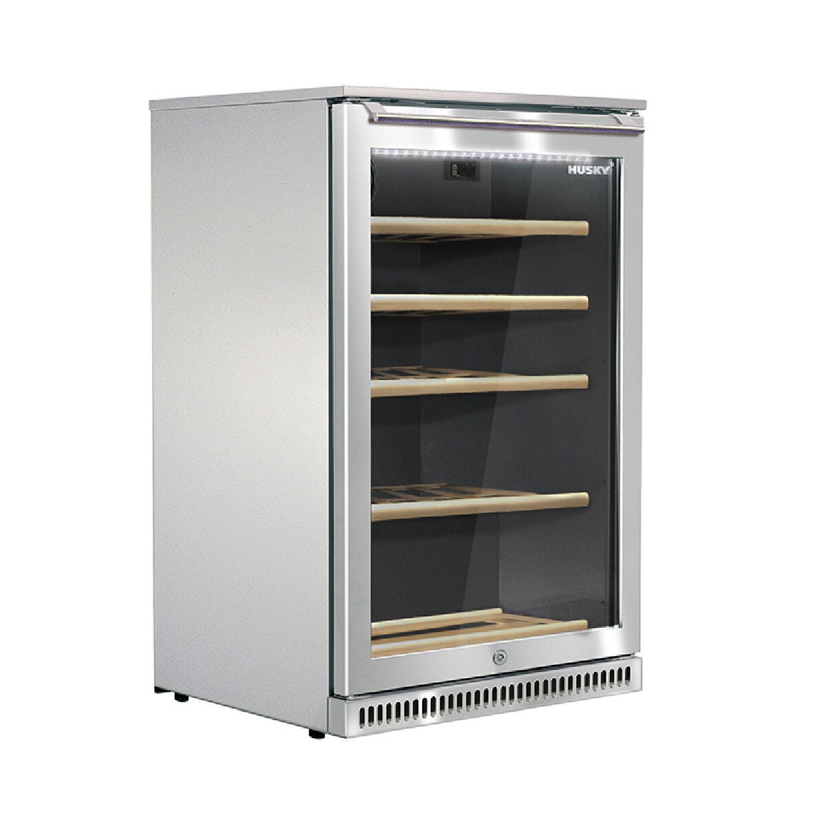 Husky 104L Alfresco Outdoor Wine Cooler - Stainless Steel with Matte Black Frame, 33 Bottles - HUSWSALFC1SS