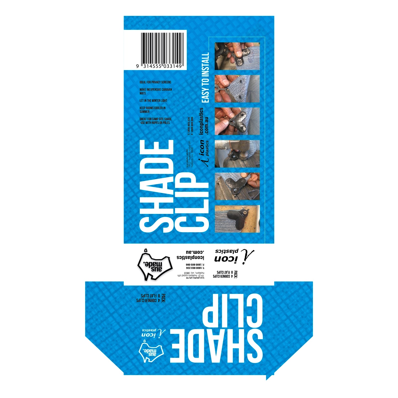 Icon Plastics 42mm Black Shade Clips - 12 Pack