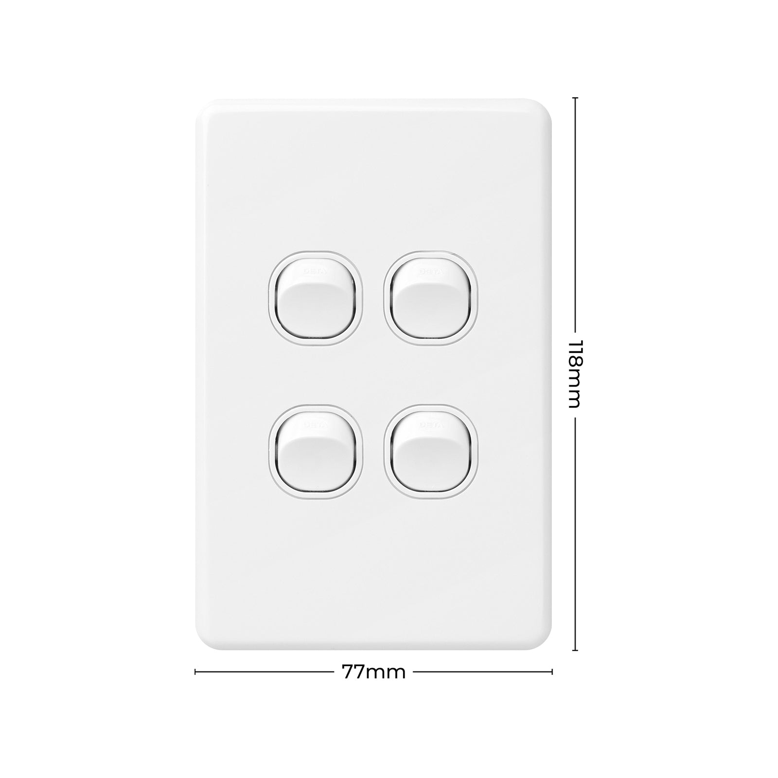 DETA X6 White Quad Vertical Switch 4 Gang 10A 240V Polycarbonate Indoor 6154VB