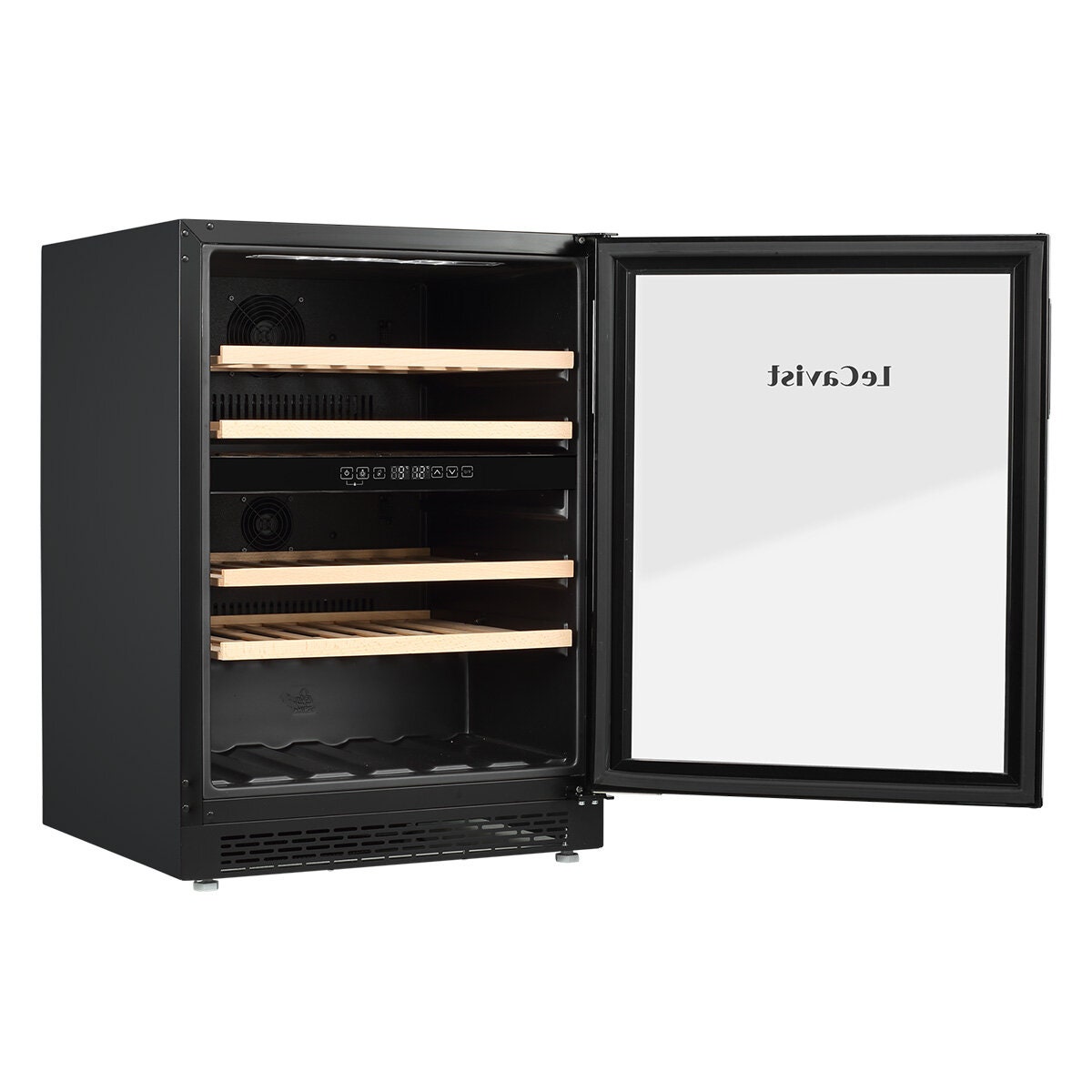 LeCavist 44 Bottle Dual Zone Wine Cabinet - Black - Humidity Control - Anti-Vibration - LJ44VN2ZBU