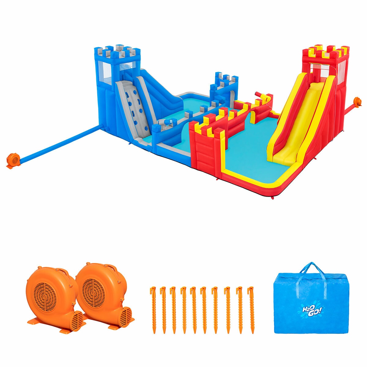 H2OGO! Fort Soakington Mega Water Park 6.13M x 4.53M x 2.54M with Slides & Water Blasters