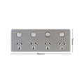 DETA Silver Four Outlet Power Point Polycarbonate 10A 250V for Kitchens