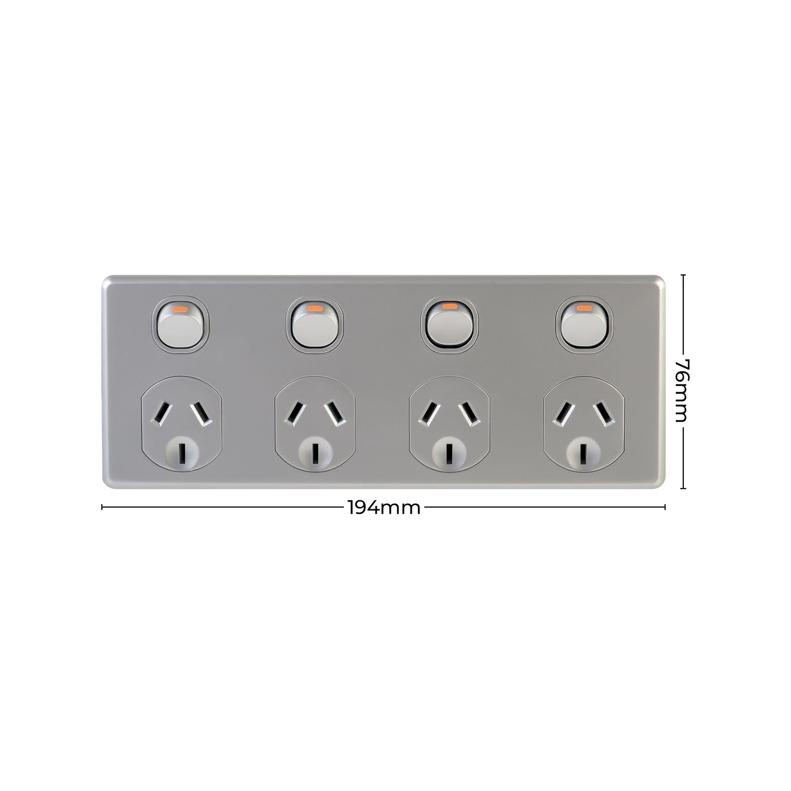 DETA Silver Four Outlet Power Point Polycarbonate 10A 250V for Kitchens