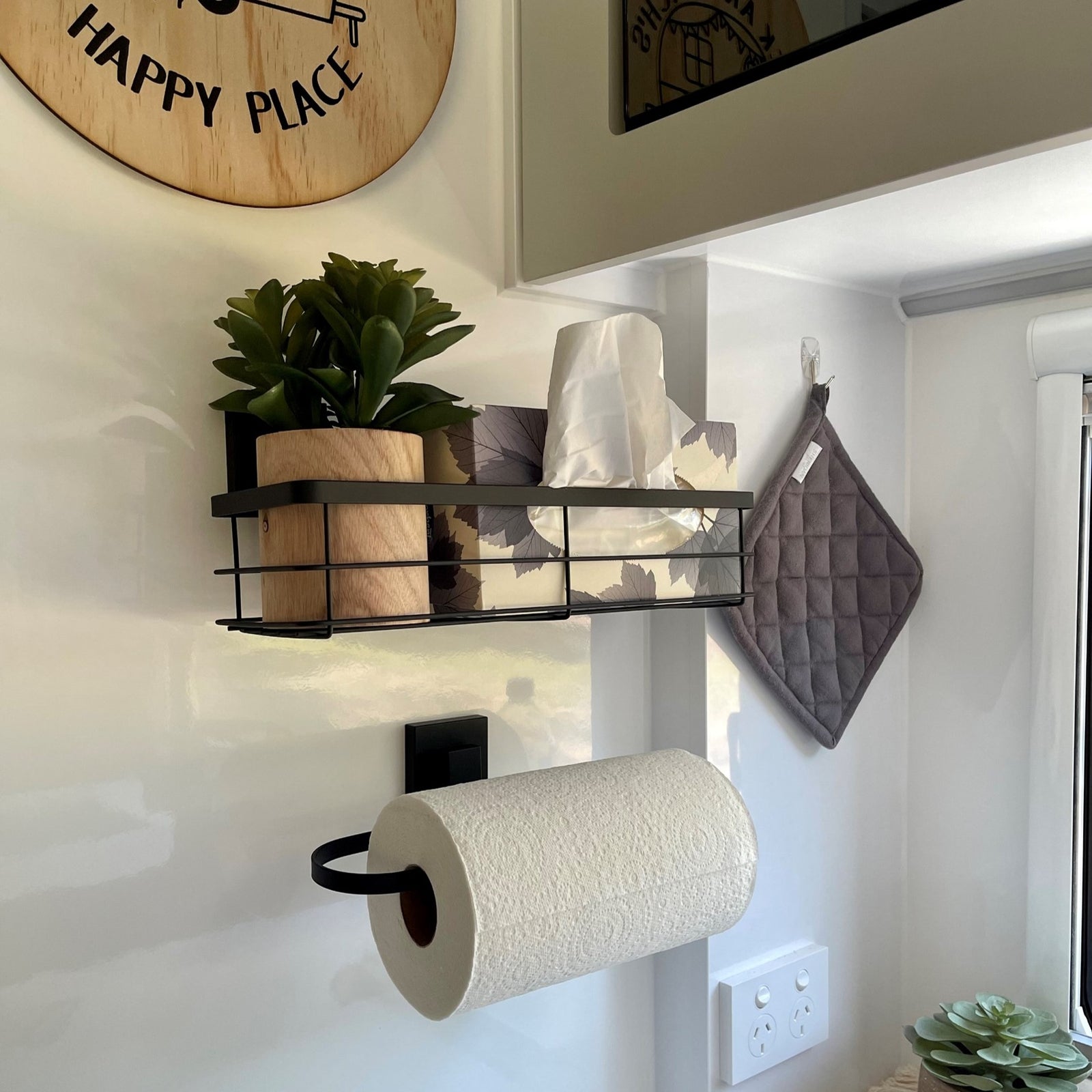 Fusion-Loc 26kg Large Suction Shower Caddy - Matte Black Powder Coated Steel