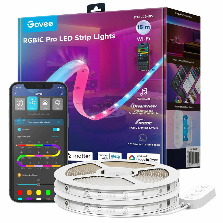 Govee RGBIC Pro LED Strip Lights 15M - Wi-Fi, Voice Control, Music Sync, 16M Colors - SuperSaverAU - view 1