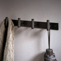 Adoored 4 Hook Black Knurled Decorative Steel Hook Rack