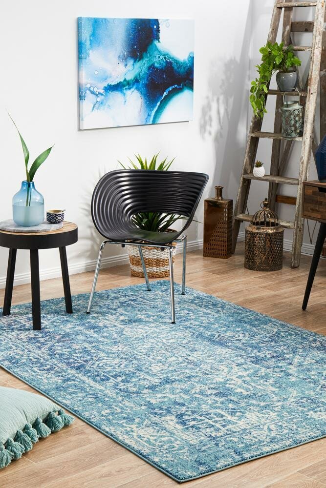Rug Culture Evoke Medium Blue Polypropylene Rug 230x160cm - 10mm Pile - EVO253BLUE230X160