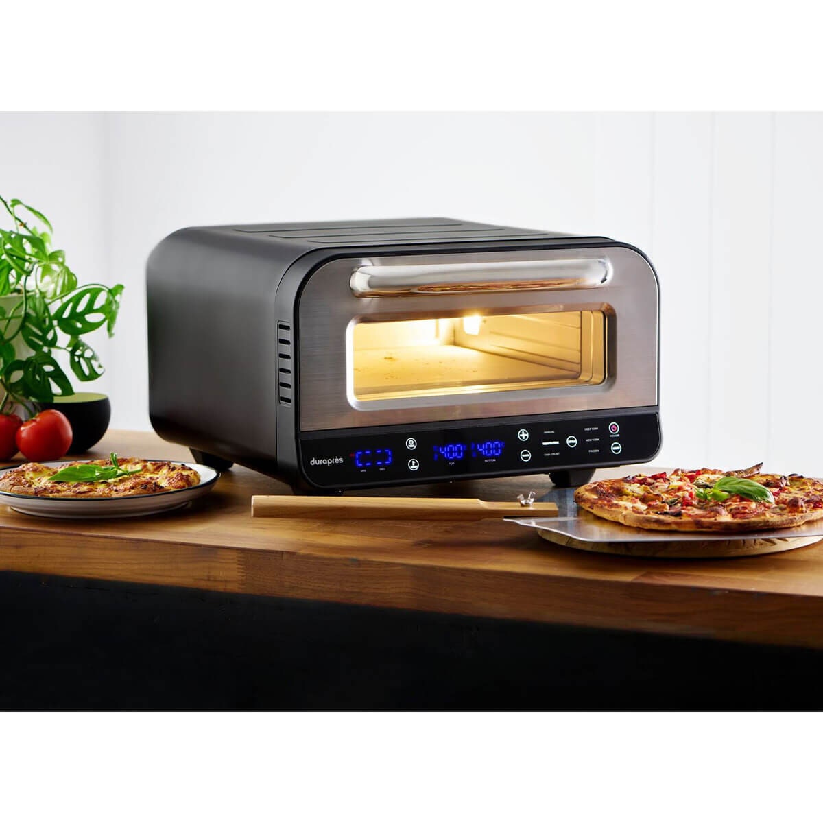 Durapres Slice Master pizza oven - 450°C max, six pizza presets, stone and peel included - DPDPZ800