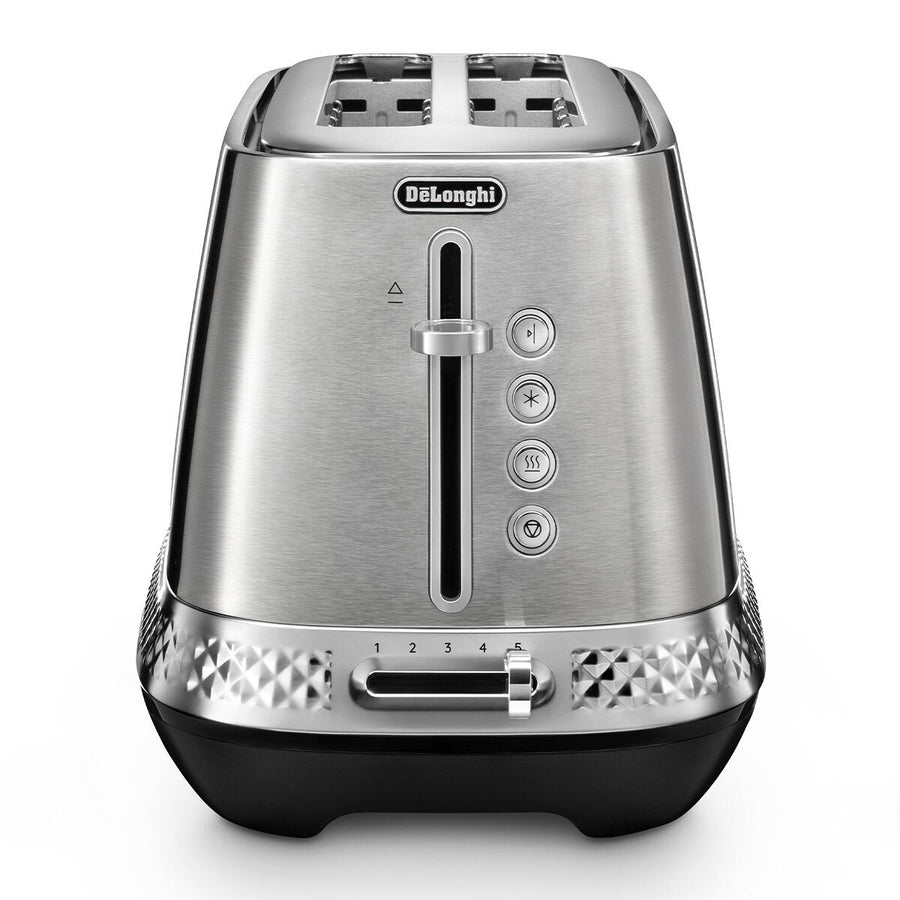 DeLonghi 2 Slice Long Slot Toaster - Silver Finish, Progressive Browning Control, Extra Lift - CTV3003M