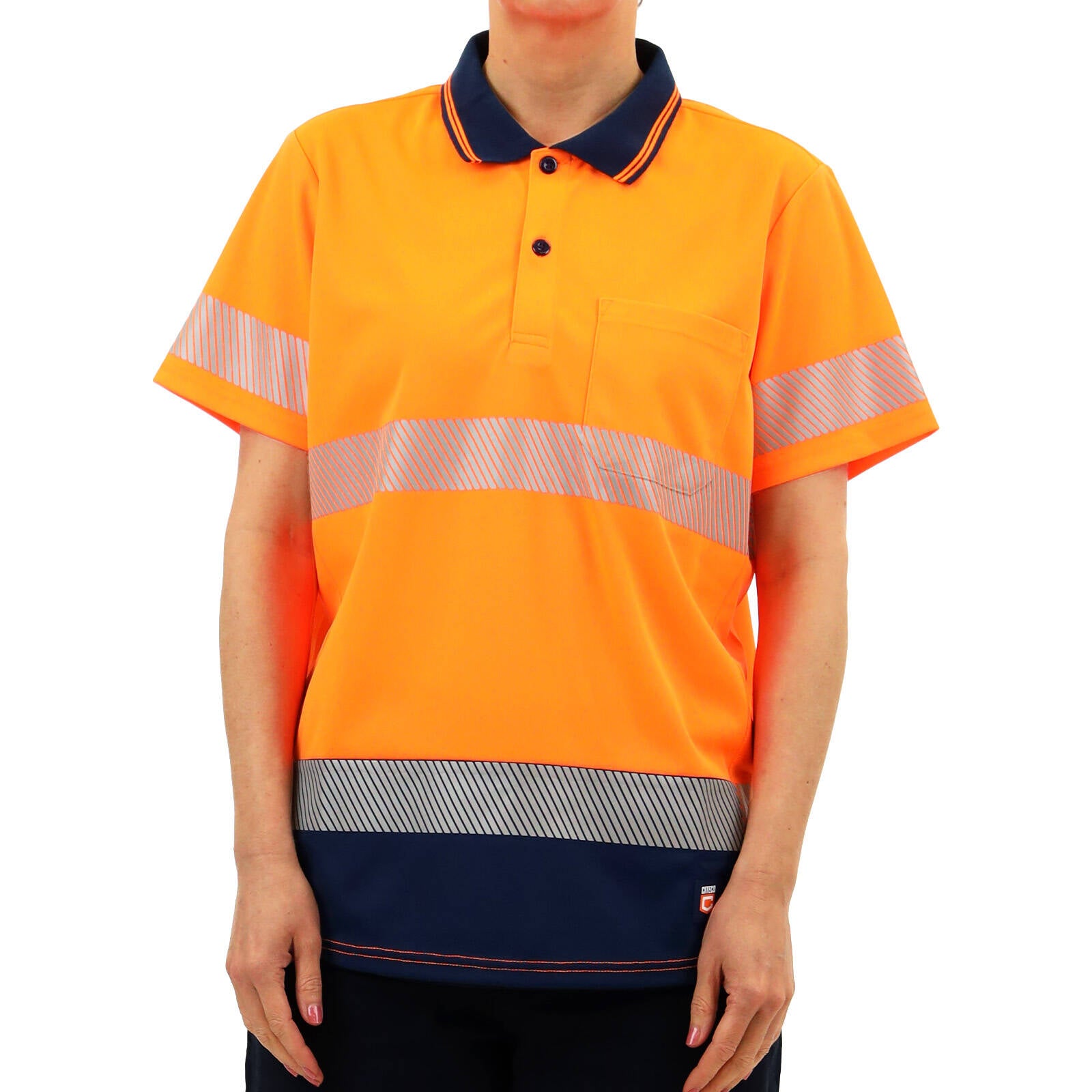 Citeco Women's Orange Hi Vis Short Sleeve Polo - Reflective Polyester, Size 10