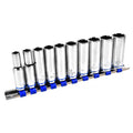 Trojan 10 Piece Deep Socket Rail Set 3/8" Drive 8-19mm Chrome Vanadium 12 Point