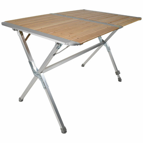 BlackWolf slatted camping table - aluminium frame, bamboo top, quick fold down, carry bag - 32S001211571000