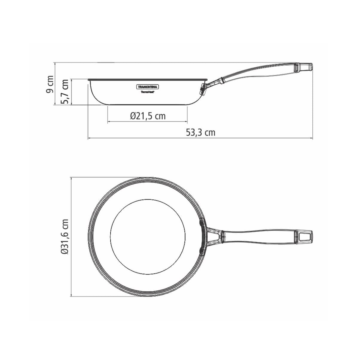Tramontina Grano 30cm Non-Stick Frying Pan - Tri-Ply Clad Stainless Steel, Starflon Premium - 62155307