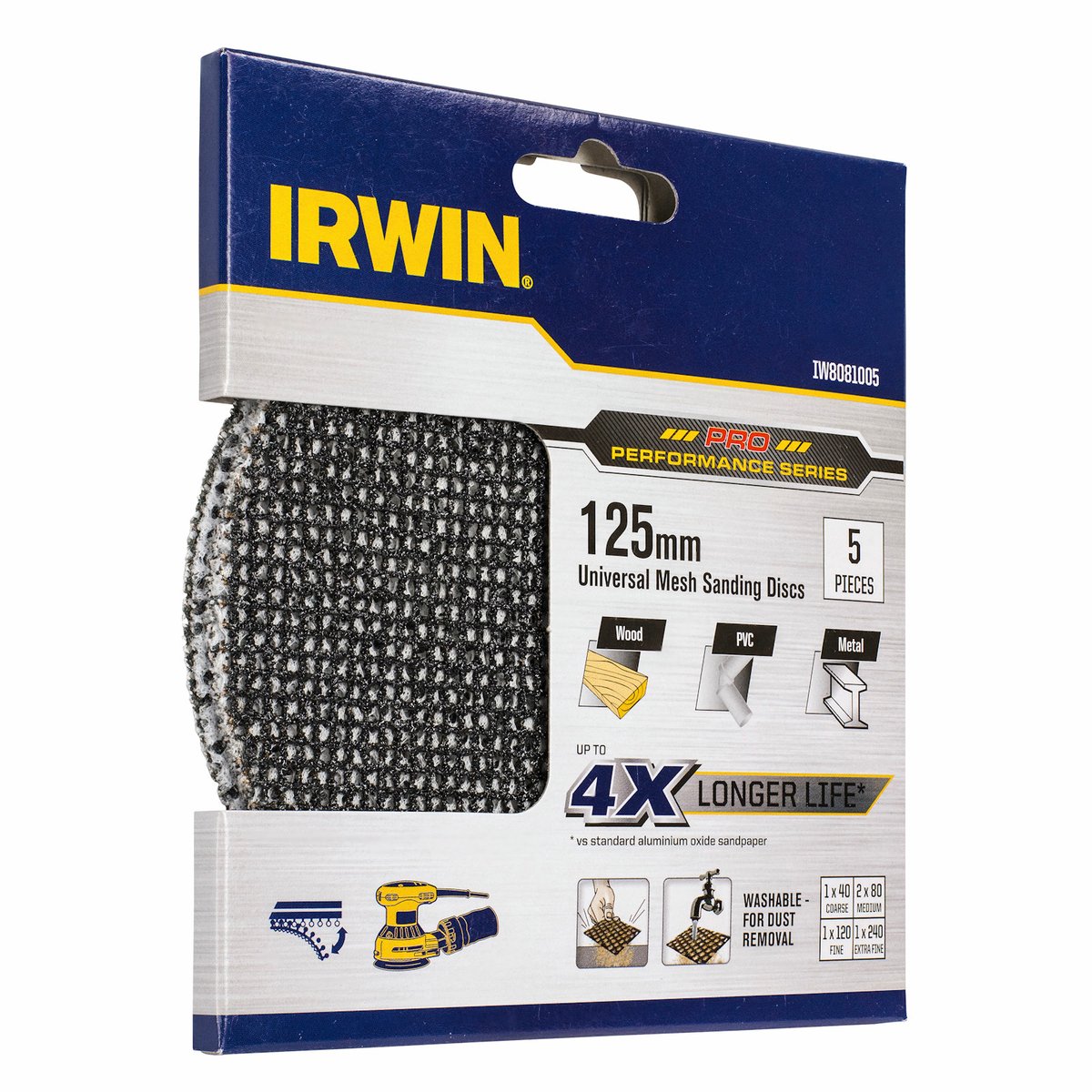 Irwin Mixed Grit Sanding Discs - 125mm - Silicon Carbide - 5 Pack - SuperSaverAU - view 2
