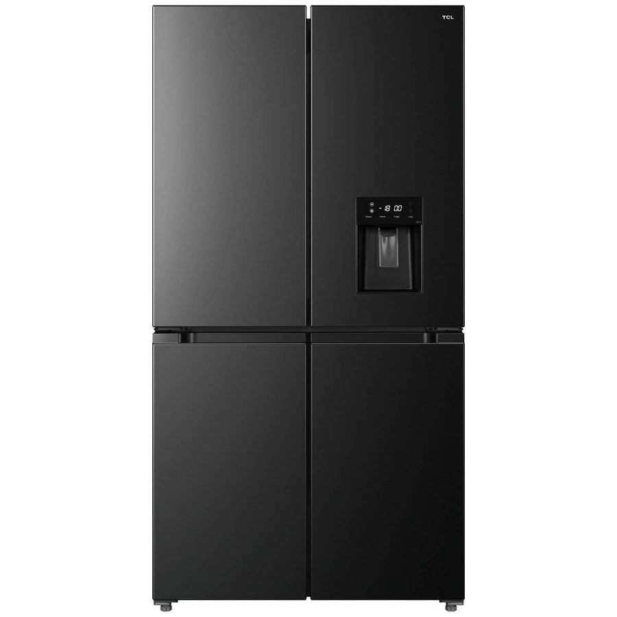 TCL 590L Quad Door Fridge - Black, Water Dispenser, Twist Ice Maker - TRF590QHB