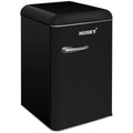 Husky 118L retro style bar fridge - black, 12L freezer compartment, adjustable shelves - HUSRET135BKHU