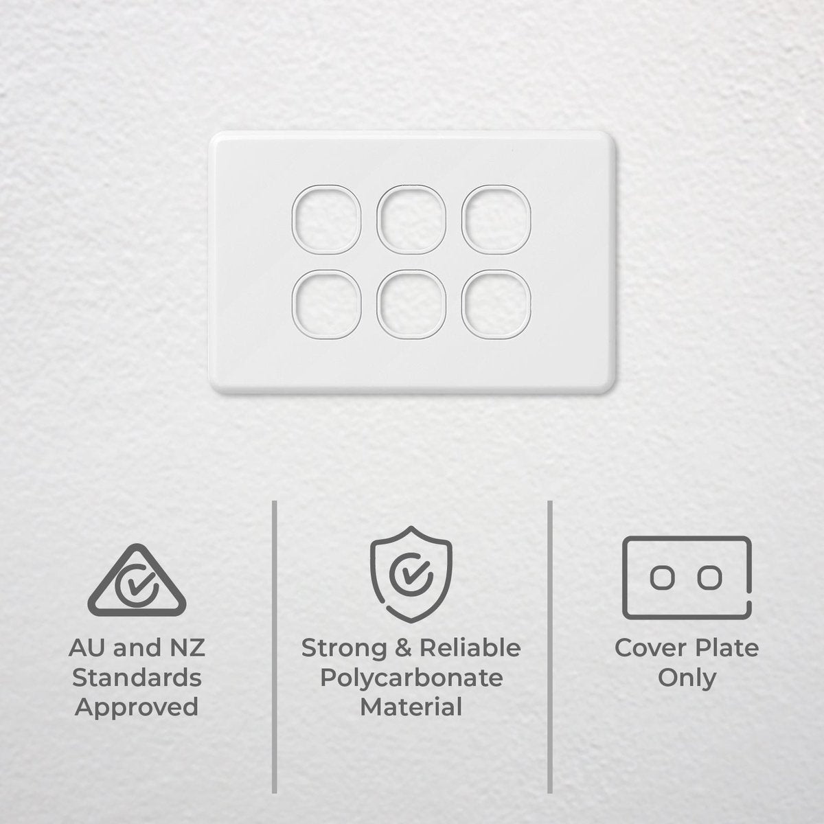 DETA X6 Six Gang Grid Plate - 70mm Polycarbonate - Modern Design - SuperSaverAU - view 2
