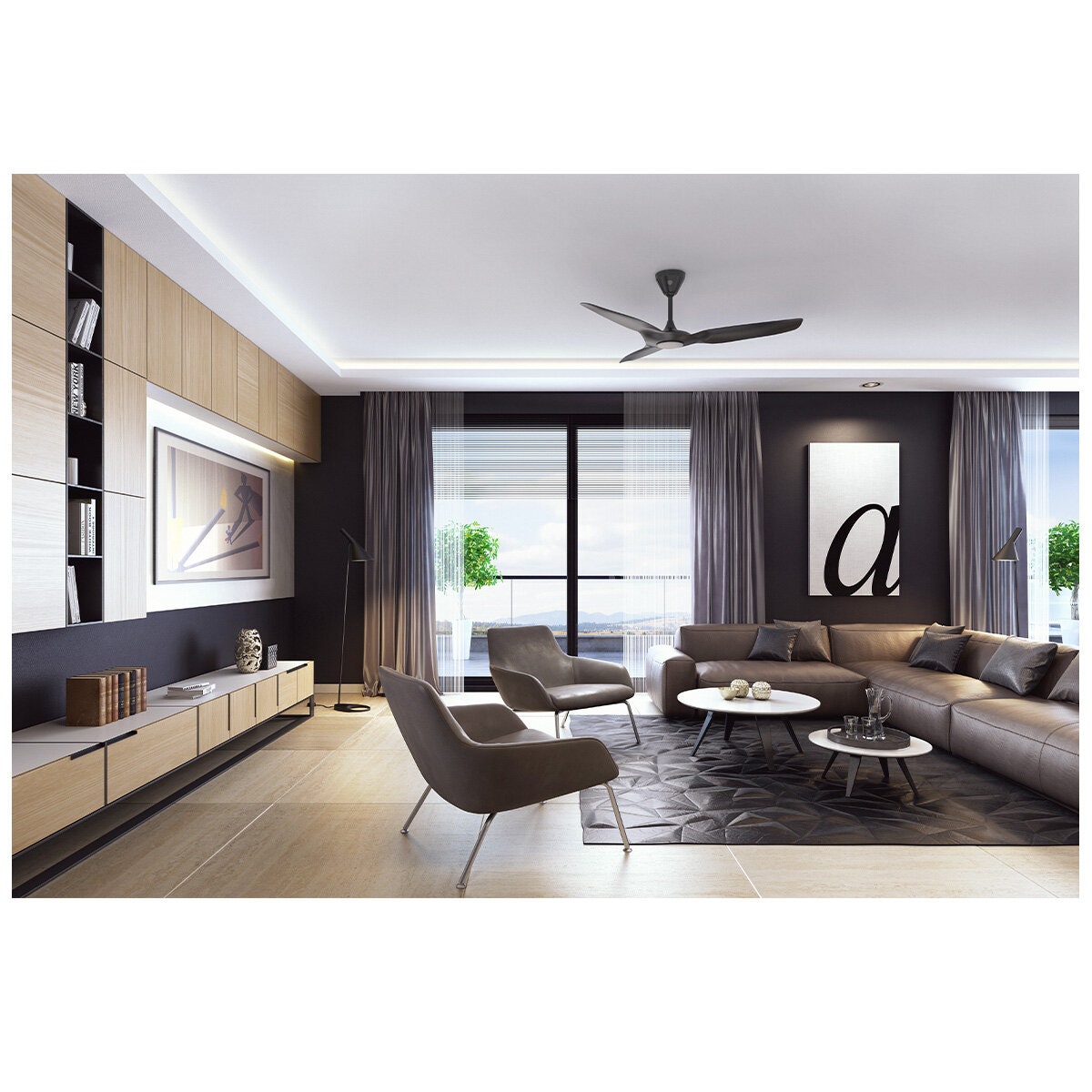 Big Ass Fans Haiku L 52 Inch Black Ceiling Fan - 1291mm Drop Tube, 7 Speeds - HAIKULBL521291MMLED