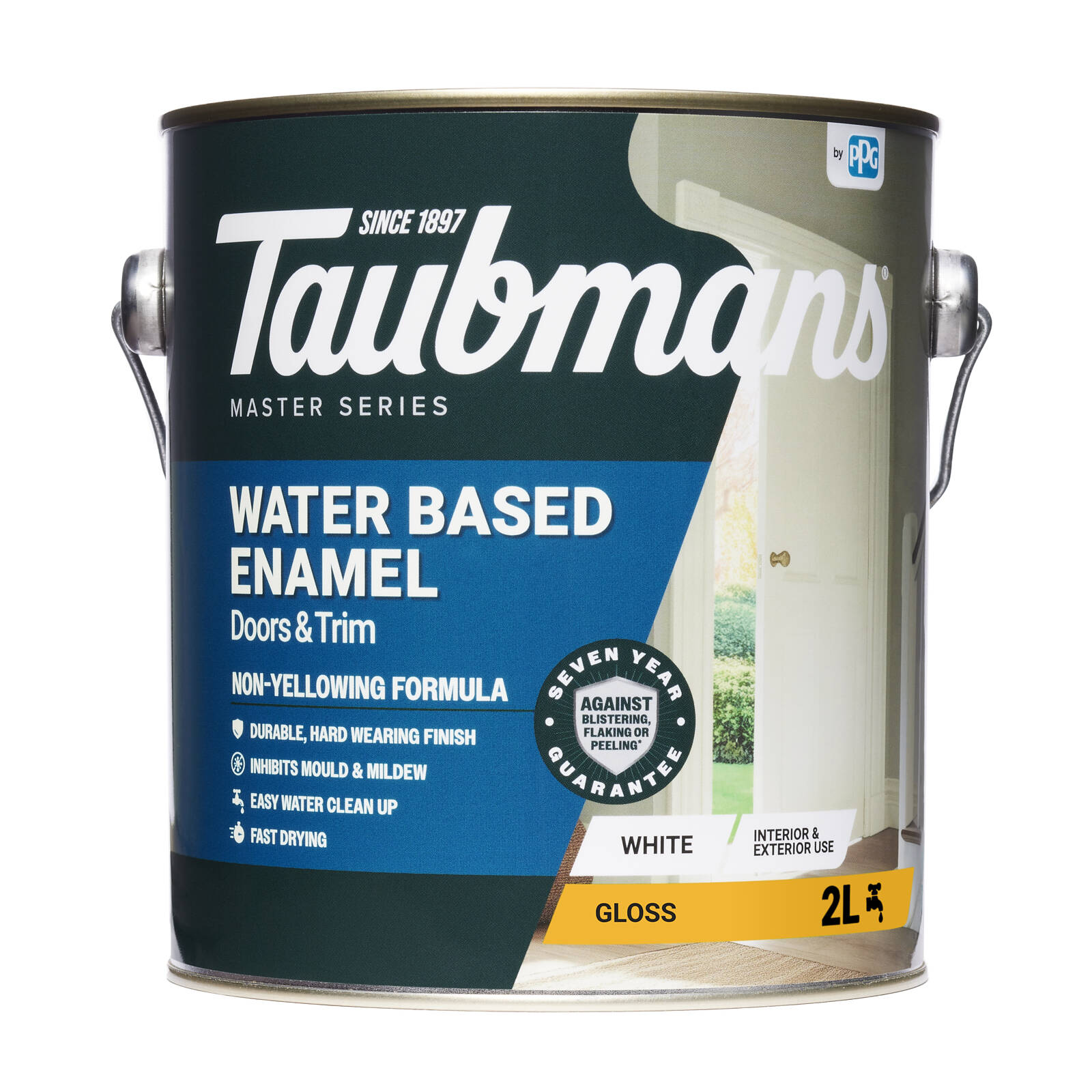 Taubmans 2L White Gloss Water Based Enamel Paint