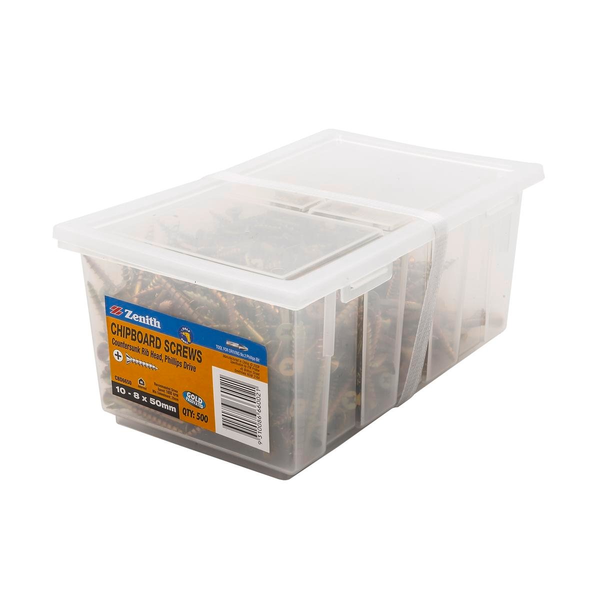Zenith 10 Countersunk Rib Head Chipboard Screws 8 x 50mm - 500 Pack - Gold Finish - SuperSaverAU - view 1