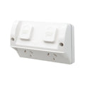 Deta Outdoor Double Power Point - 2 Outlets - 85mm x 55mm x 115mm - White - SuperSaverAU - view 1