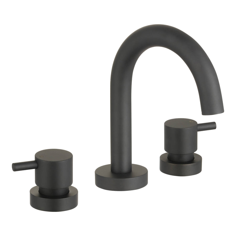 Mondella Resonance Matte Black 1/4 Turn Pin Lever Basin Set, 7.5L/min WELS 4 Star, Hot Water