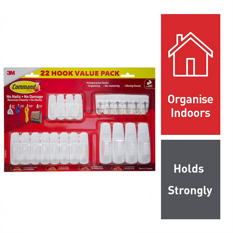 Command White Mixed Wall Adhesive Hooks Value Pack 22 Pack