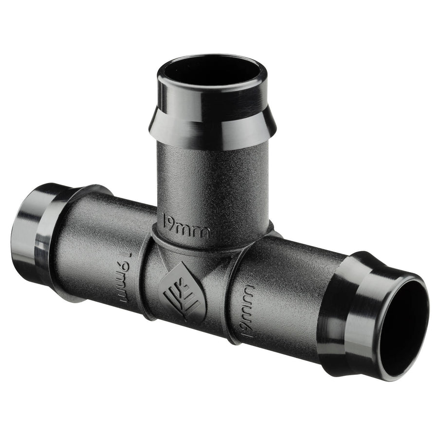 Pope 19mm Single Barbed Tee Black 1000kPa Poly Irrigation Fitting