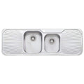 Oliveri Petite 1430mm 1 and 3/4 Bowl Topmount Sink - Double Drainer, Rear Waste Outlets, 1 Taphole - PE341-1TH