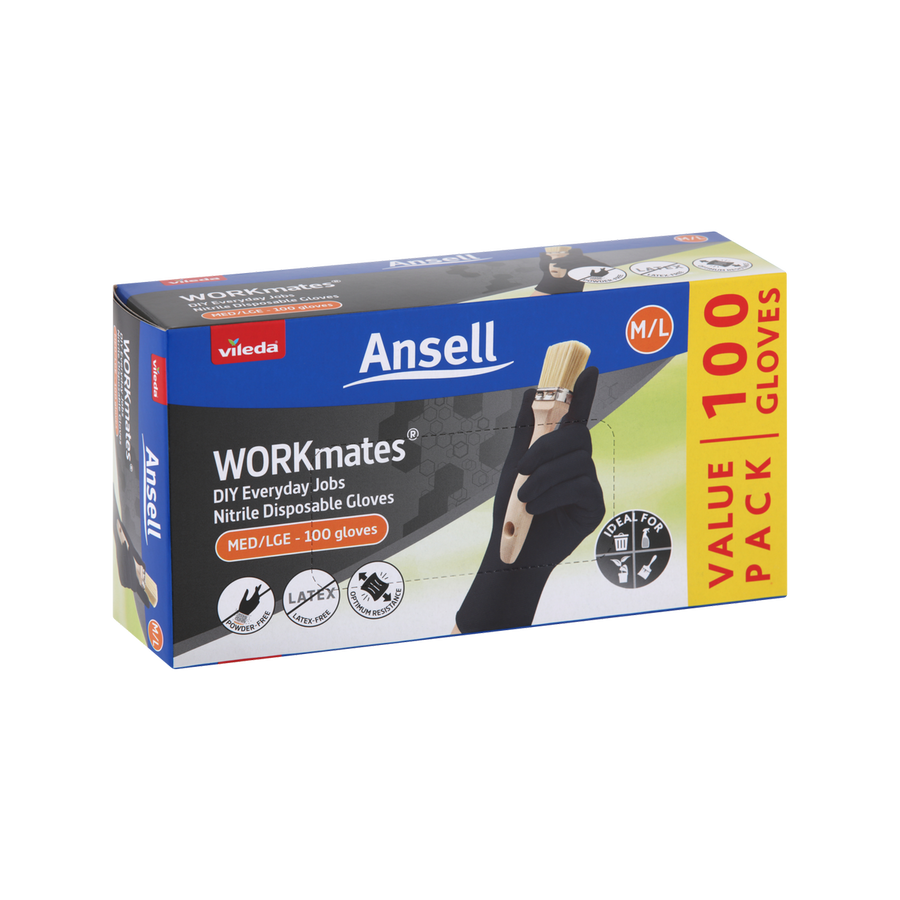 Vileda Ansell Nitrile Disposable Gloves 100pk Medium Large - Puncture Resistant - SuperSaverAU - view 1