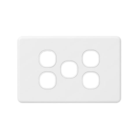 Deta X6 Five Gang Grid Plate - 77mm Polycarbonate - Modern Design - SuperSaverAU - view 1