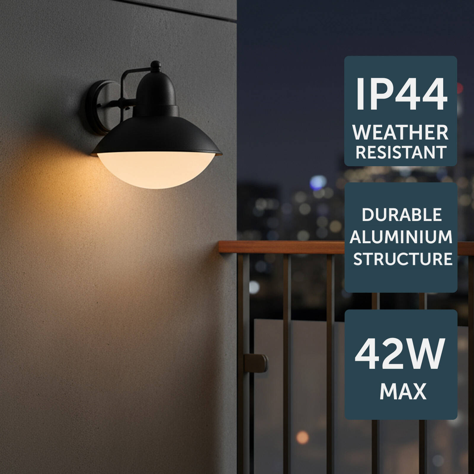 Brilliant Jamison Traditional Coach Light Black 42W E27 240V, Hardwired, Weather Resistant Outdoor 22591/06